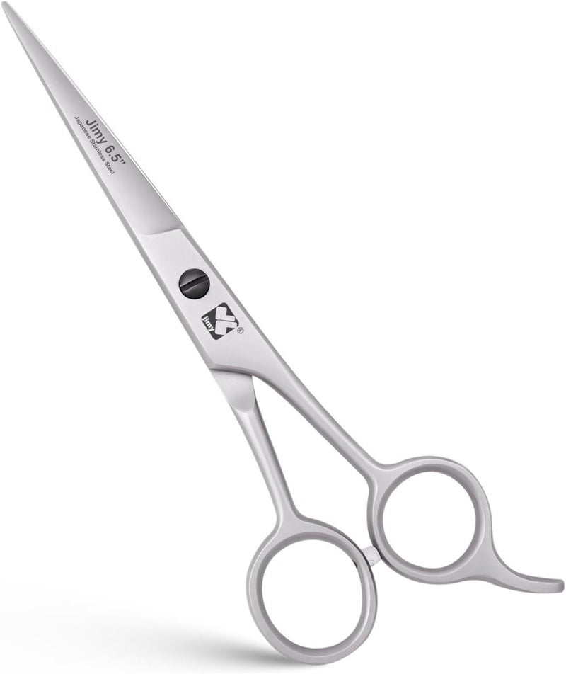 Jimy Professional Hair Scissors 65 Stainless Steel Sharp  Smooth Razor Edge Series Hair Cutting Shears Scissors for Hair Hair Cut Scissor for Women  Men and Salon Silver Barber Scissors