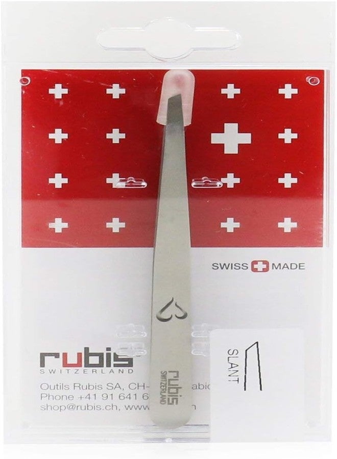 Rubis Switzerland Classic Slant Tip With Heart Tweezer 1K102H - Image 1