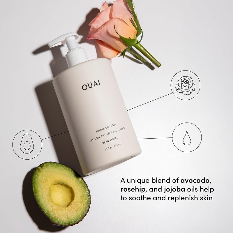 OUAI Hand Wash and Hand Lotion Set, Dean Street Scent - Moisturizes and Exfoliates with Daily Use - Made with Jojoba Esters, Avocado & Rosehip Oils (16 Fl Oz Each) - Image 5