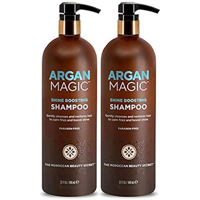 ARGAN MAGIC SHINE BOOSTING SHAMPOO - GENTLY CLEANSES AND RESTORES HAIR TO CALM FRIZZ AND BOOST SHINE | MADE IN USA, PARABEN FREE, CRUELTY FREE (32 OUNCE / 2 PACK) - Image 1