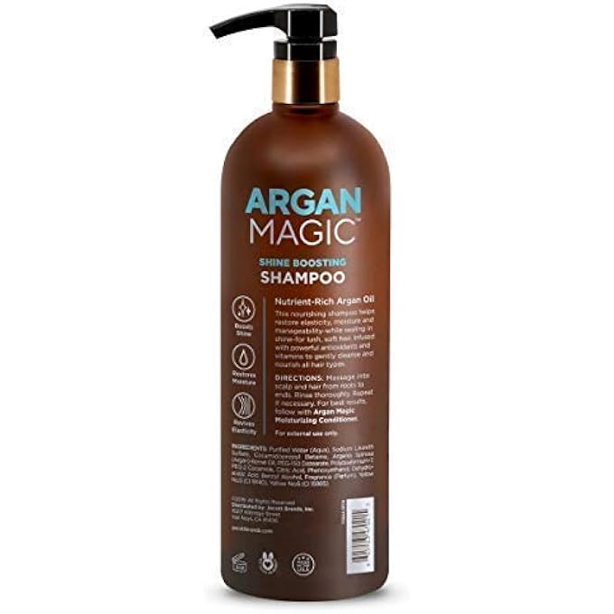 ARGAN MAGIC SHINE BOOSTING SHAMPOO - GENTLY CLEANSES AND RESTORES HAIR TO CALM FRIZZ AND BOOST SHINE | MADE IN USA, PARABEN FREE, CRUELTY FREE (32 OUNCE / 2 PACK) - Image 2