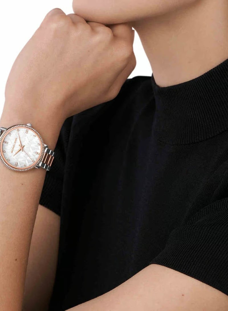 ام كي ساعة بيبر ثلاثية العقارب ثنائية اللون من السبائك المعدنية 4667 - Image 4