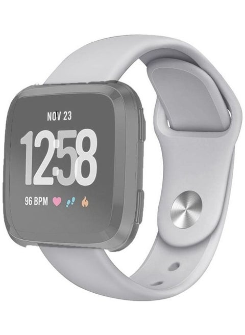 Silicone Replacement Strap Watchband For Fitbit Versa 2, Size:S Grey