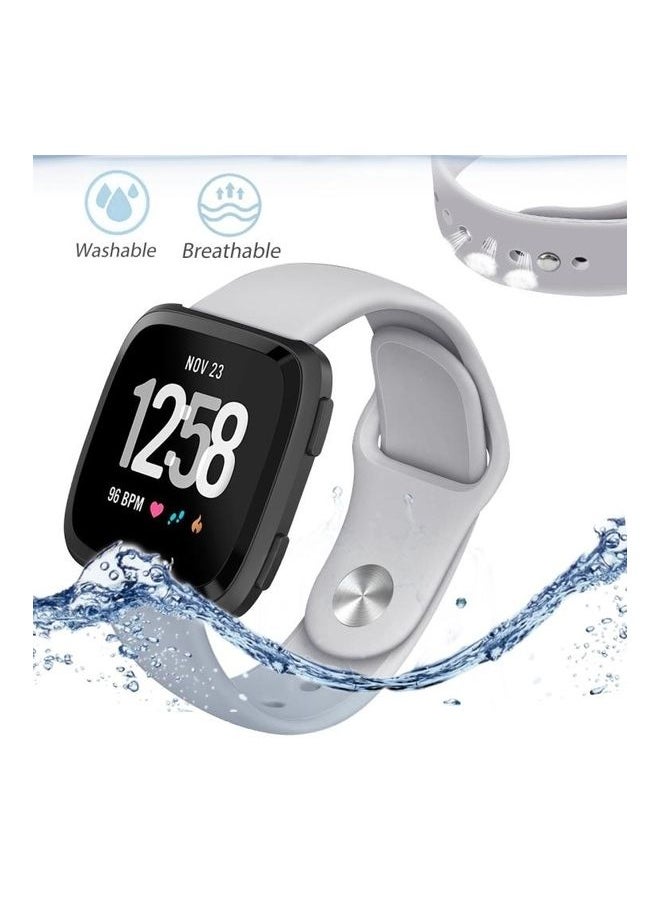NIBEMINENT - Silicone Replacement Strap Watchband For Fitbit Versa 2, Size:S Grey - Image 1