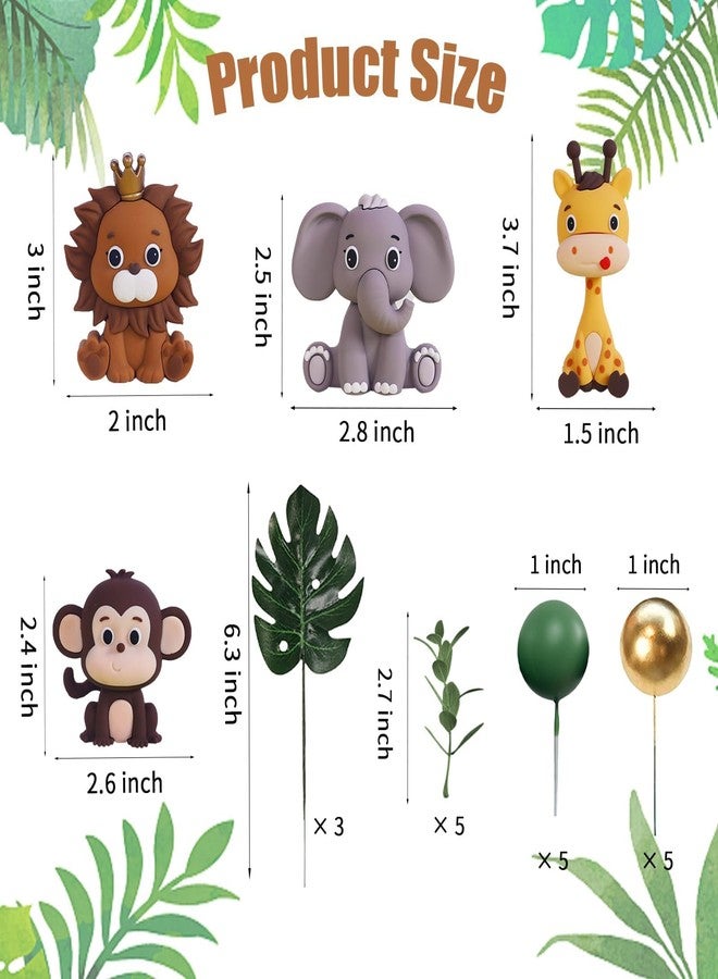 LEFUBABY Safari Animal Cake Toppers Jungle Wild Cake Decorations with Lion Giraffe Elephant Zebra for Wild Animals Themed Birthday Cake Decorations (Style 6) - Image 2