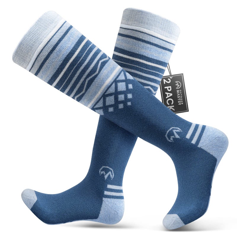 OutdoorMaster Ski Socks, Merino Wool Ski Socks for Men & Women, Thermal Winter Warm & Breathable Snowboarding Socks for Cold Weather, Over The Calf Non-Slip Cuff, Machine Washable - Image 1