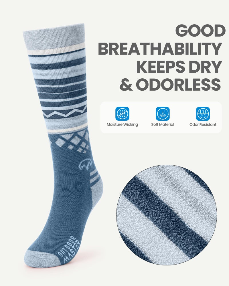 OutdoorMaster Ski Socks, Merino Wool Ski Socks for Men & Women, Thermal Winter Warm & Breathable Snowboarding Socks for Cold Weather, Over The Calf Non-Slip Cuff, Machine Washable - Image 3