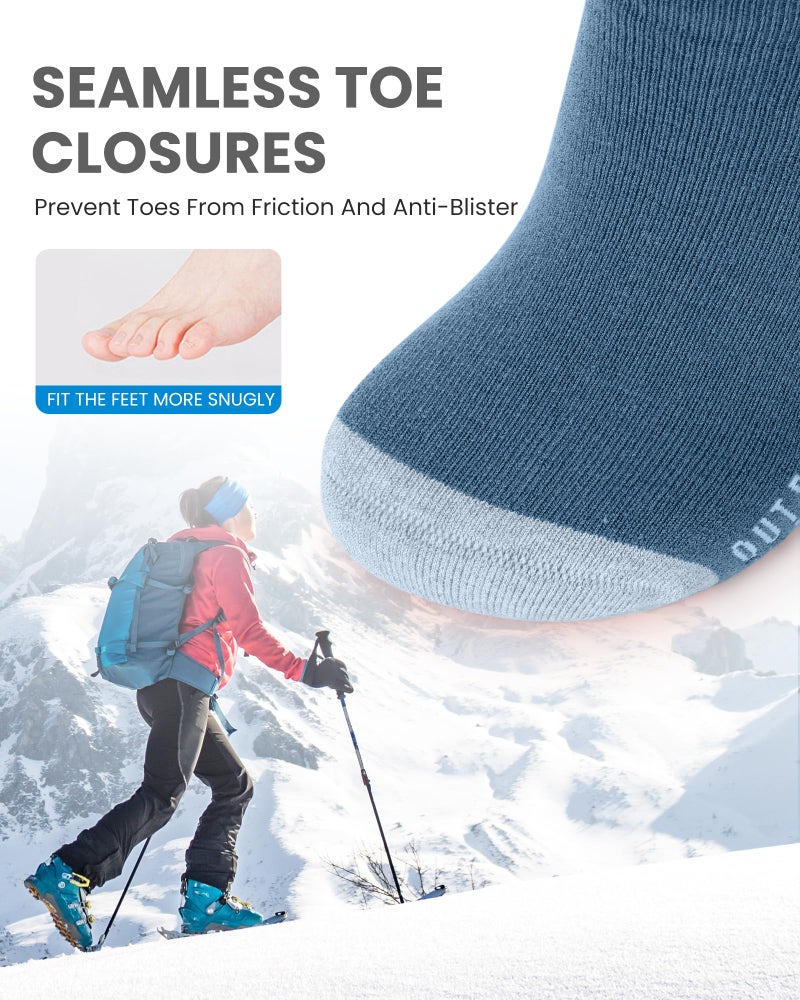 OutdoorMaster Ski Socks, Merino Wool Ski Socks for Men & Women, Thermal Winter Warm & Breathable Snowboarding Socks for Cold Weather, Over The Calf Non-Slip Cuff, Machine Washable - Image 5