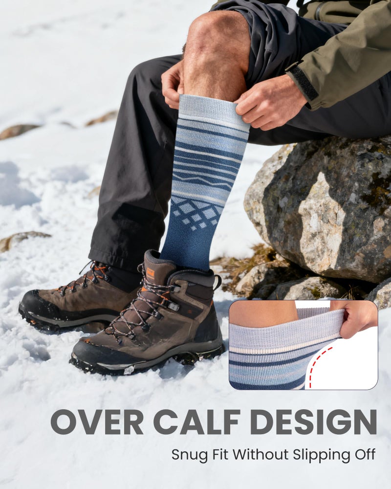 OutdoorMaster Ski Socks, Merino Wool Ski Socks for Men & Women, Thermal Winter Warm & Breathable Snowboarding Socks for Cold Weather, Over The Calf Non-Slip Cuff, Machine Washable - Image 4