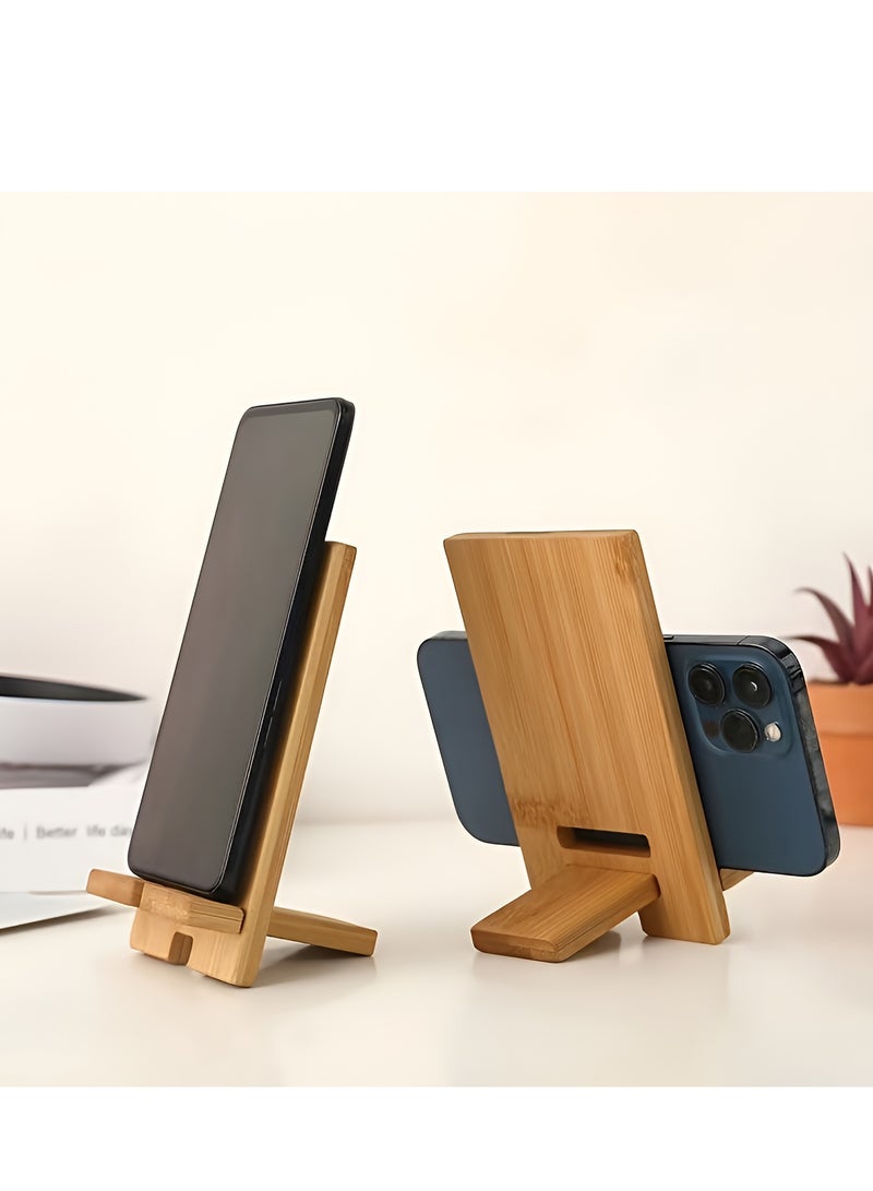 HOBB Bamboo Wooden Mobile Phone Stand – Elegant and Functional Desk Holder, Portable Eco-Friendly Smartphone Dock for Office, Home, Workstation and Bedside Use - Image 2