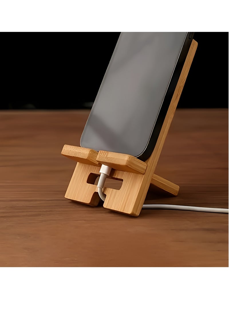 HOBB Bamboo Wooden Mobile Phone Stand – Elegant and Functional Desk Holder, Portable Eco-Friendly Smartphone Dock for Office, Home, Workstation and Bedside Use - Image 3