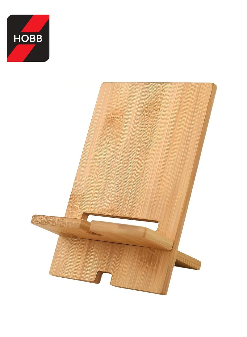 HOBB Bamboo Wooden Mobile Phone Stand – Elegant and Functional Desk Holder, Portable Eco-Friendly Smartphone Dock for Office, Home, Workstation and Bedside Use - Image 1