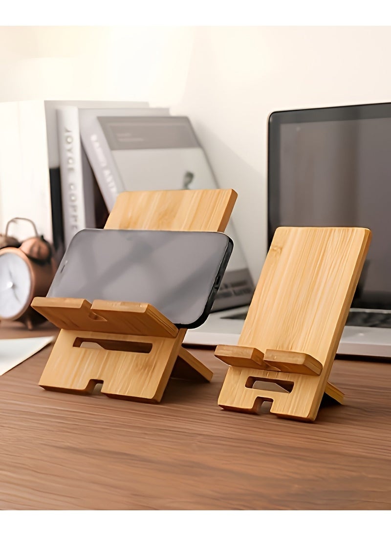 HOBB Bamboo Wooden Mobile Phone Stand – Elegant and Functional Desk Holder, Portable Eco-Friendly Smartphone Dock for Office, Home, Workstation and Bedside Use - Image 5