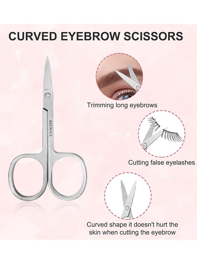 6 قطع من ملاقط الحواجب الوردية الاحترافية من الفولاذ المقاوم للصدأ لإزالة شعر الوجه، مجموعة نتف الحواجب الدقيقة مع حقيبة جلدية للنساء شعر الحواجب الناشئ تحت الجلد - Image 5