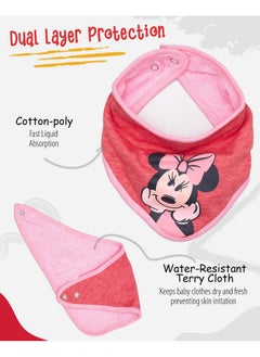 Happy Threads Disney Baby Girls' Bandana Bibs 3 Pack Set for Feeding, Teething, and Drooling, Red/Grey/Pink  - Image 3