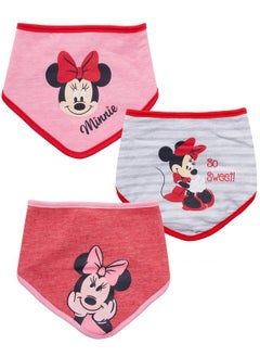Happy Threads Disney Baby Girls' Bandana Bibs 3 Pack Set for Feeding, Teething, and Drooling, Red/Grey/Pink  - Image 1