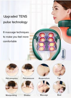 KONKA Electric Neck Massager with Heat, Electromagnetic Pulse Neck Massager, Cervical Spine Massager for Pain Relief, 8 heads 15-head Levels Deep Tissue Massage  - Image 2