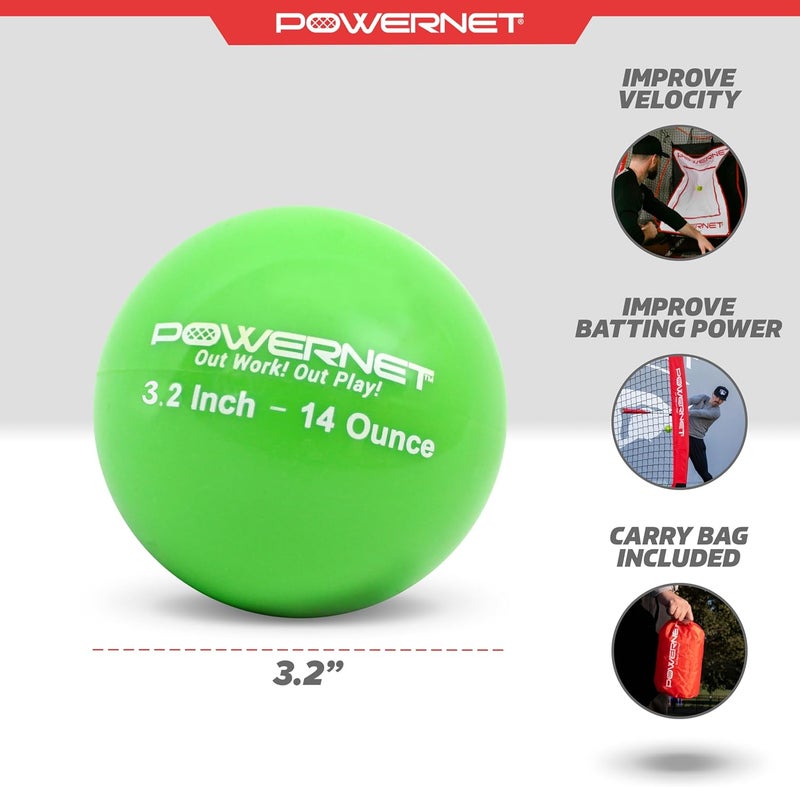 PowerNet 3.2" 6 Pack Weighted Training Balls for Hitting Batting, Build Strength & Muscle, Improve Technique, Training Equipment for Throwing, 12 to 20 oz Softball Size Weighted Balls - Image 3