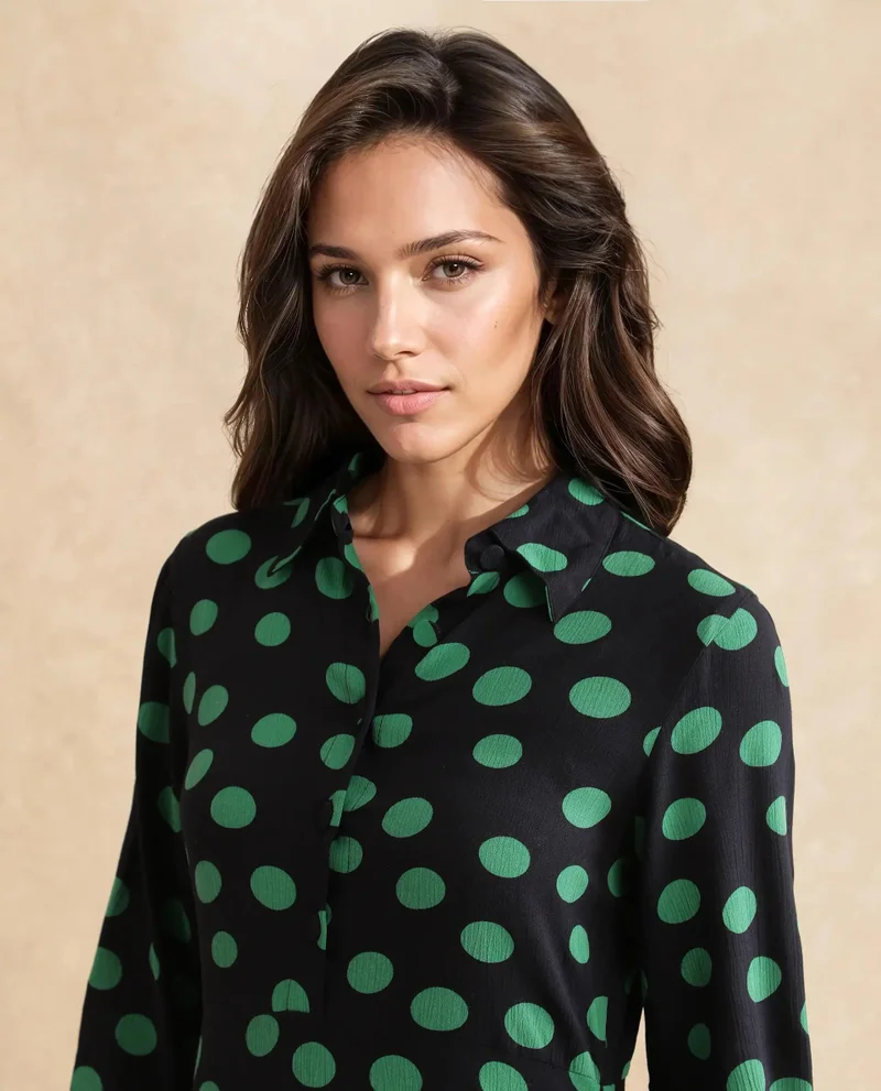 ريريزم Women's Polka Dot High-Low Maxi Dress