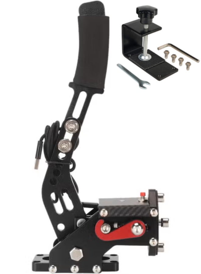 64 Bit USB Handbrake for Sim Racing – Linear E-Brake Compatible with Logitech G27 G25 G29 & Thrustmaster T500 T300 – PC Racing Game Accessory (Black) - Image 1