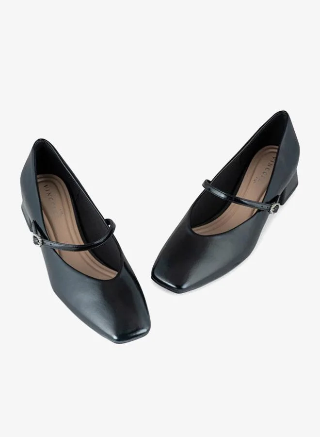 Vincci Black Women Square Toe Mid Heel Pumps for Women | Best Price UAE