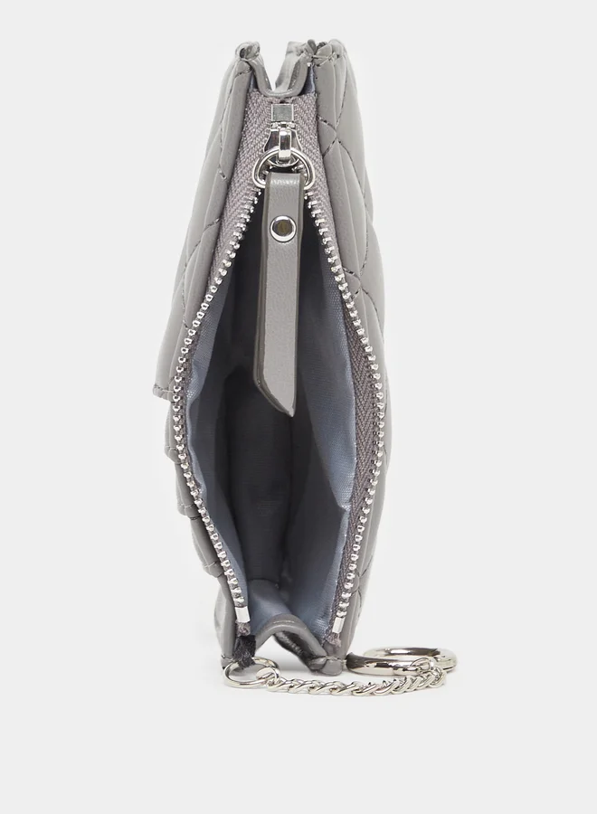 Styli  Styli Grey Quilted Wallet with Chain Strap for Women | Best Price UAE