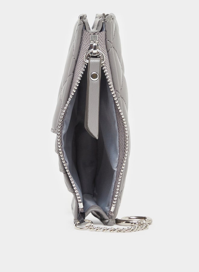 Styli Grey Quilted Wallet with Chain Strap - Image 4