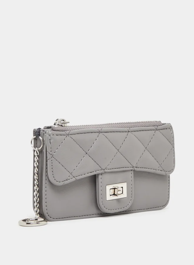Styli Styli Grey Quilted Wallet with Chain Strap