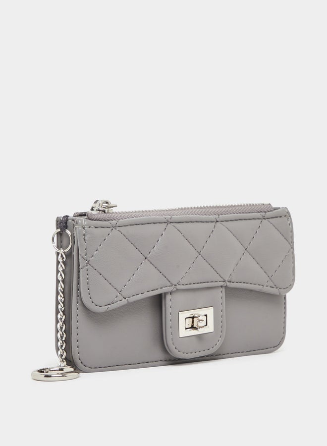Styli Grey Quilted Wallet with Chain Strap - Image 1