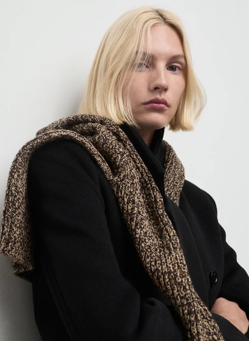 مانجو معطف صوف مزدوج الصدر