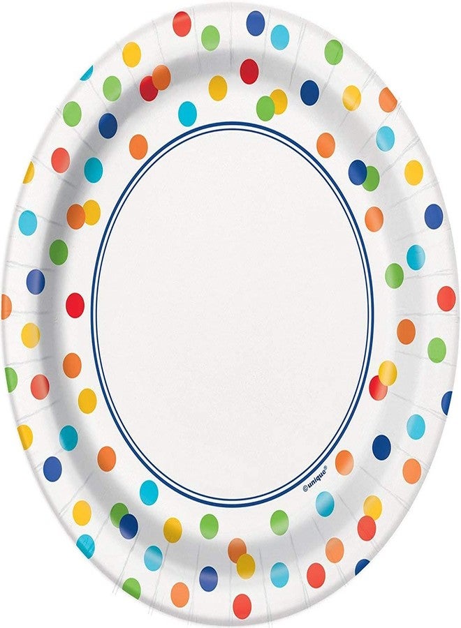Unique Party Vibrant Rainbow Polka Dots Dessert Plates - 7" (Pack of 8) - Premium Quality & Eye-catching Design - Perfect for Celebrations & Colorful Parties - Image 1
