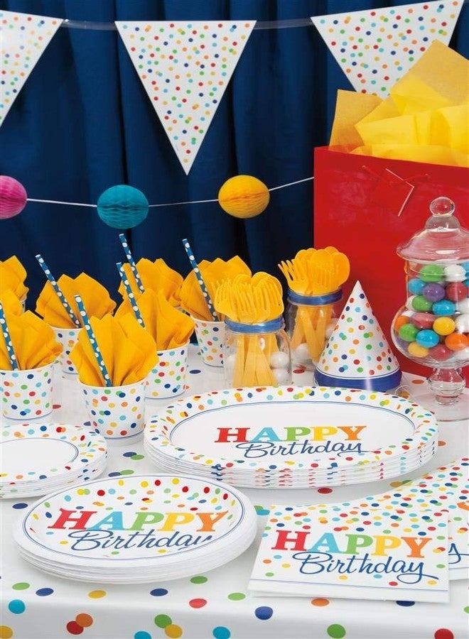 Unique Party Vibrant Rainbow Polka Dots Dessert Plates - 7" (Pack of 8) - Premium Quality & Eye-catching Design - Perfect for Celebrations & Colorful Parties - Image 2