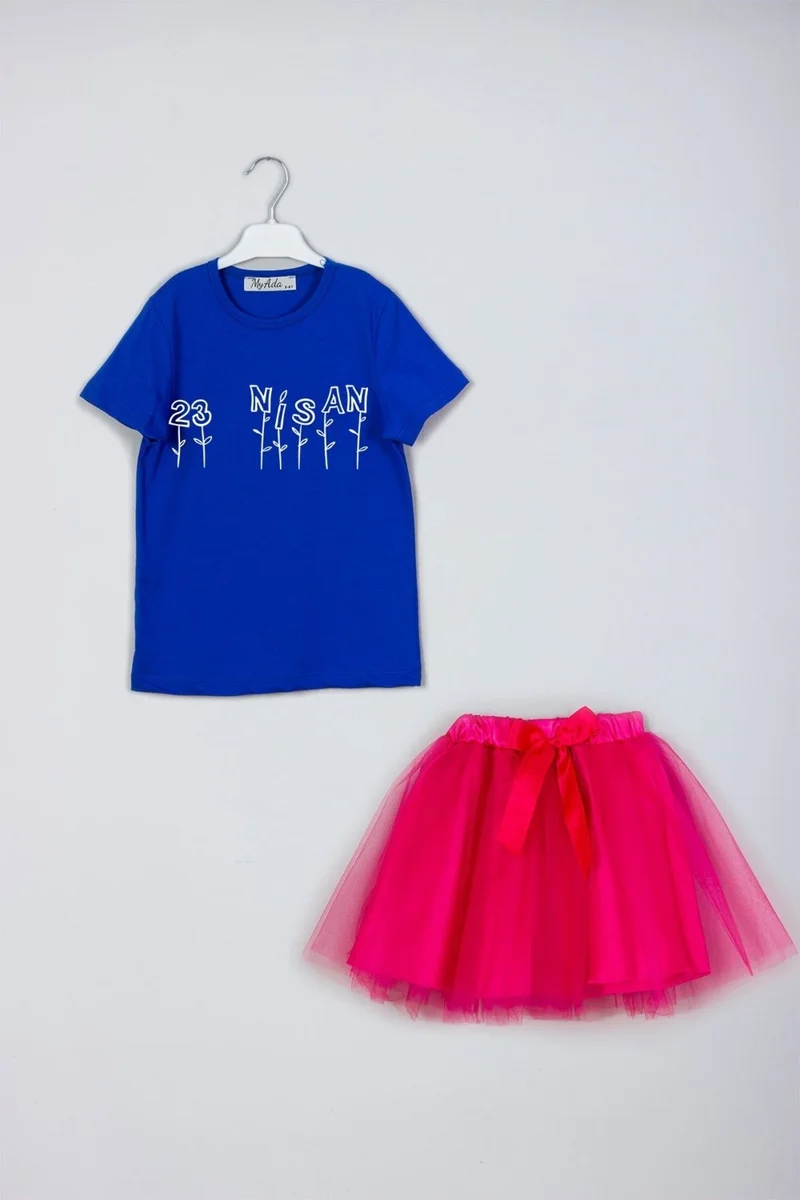 ميادا Flower Detailed April 23 Printed Skirt T-Shirt Combination Set