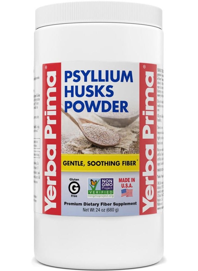 Yerba Prima Psyllium Husk Powder - 24 oz - Fine Ground, Unflavored, Sugar Free - Natural Fiber Supplement - Also for Baking - Contains Both Soluble & Insoluble Bulk for Regularity Support - Image 1