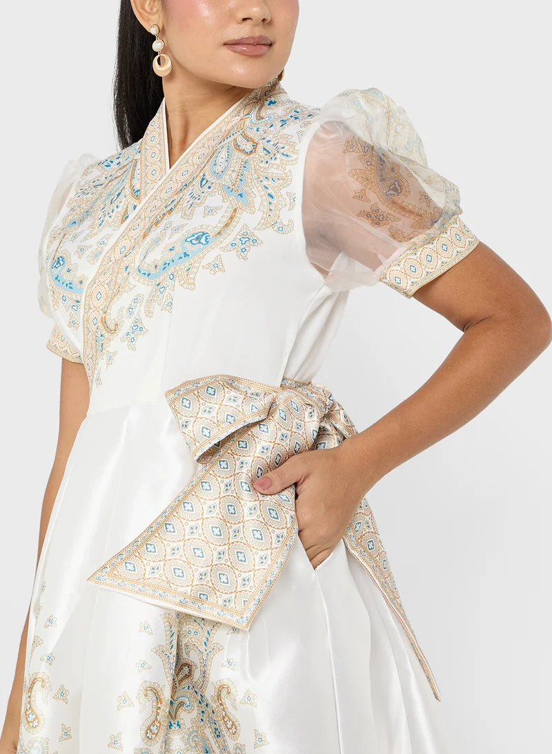 ELLA Paisley Print Midi Dress
