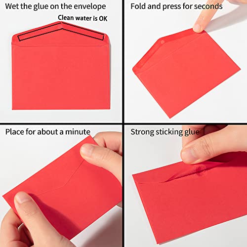 Homtable 120 Pack Mini Envelopes Pink Small Envelopes Tiny Pockets with Gummed Flap for Valentine's Day Business Cards Small Gift Cards, 4.13"×2.76",(4 Colors, 30 for Each Color) - Image 3