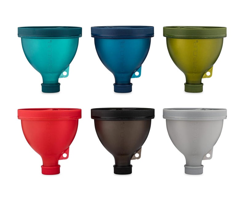 HYDRACUP [6 عبوات] مجموعة قمع بروستان مع حامل لملء زجاجات المياه وزجاجات الخلط مع مسحوق البروتين، مجموعة تخزين المكملات، للاستخدام في الخارج أو في المطبخ، حلقة مفاتيح لكوب الخلط، خالية من BPA - Image 5