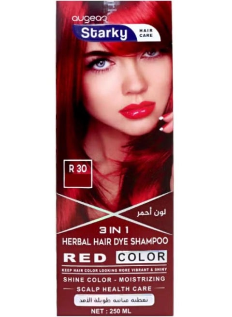 Herbal Hair Dye Shampoo 3 in1 RED COLOR- R 30 250ml