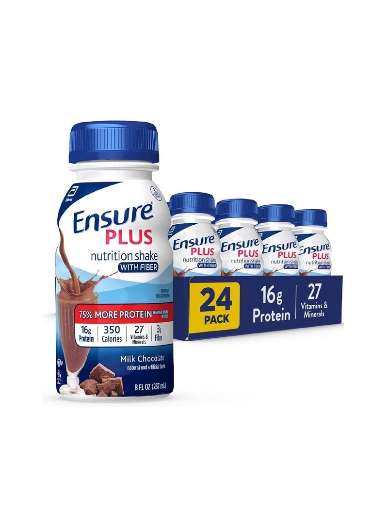 انشور Ensure Plus Nutrition Shake With Fiber 16 Grams Quality Protein milk chocolate pack of 24