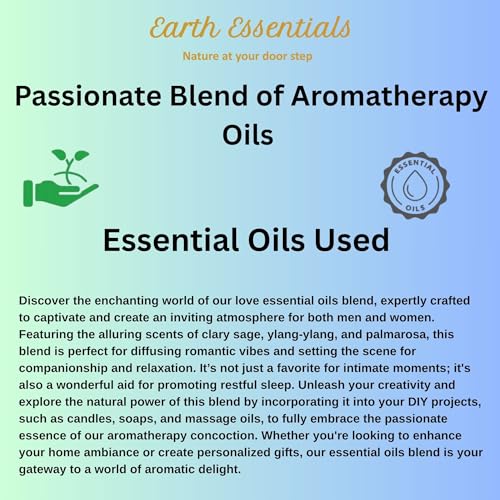 Earth Essentials Seduction Oils Blends Essential Oil Blend for Diffuser - Passionate Blend of Aromatherapy Oils for Couples with Lavender Palmarosa Clary Sage and Ylang-Ylang Essential Oil - Ignite The Romance Essential Oils Blend 15 ml - Image 3