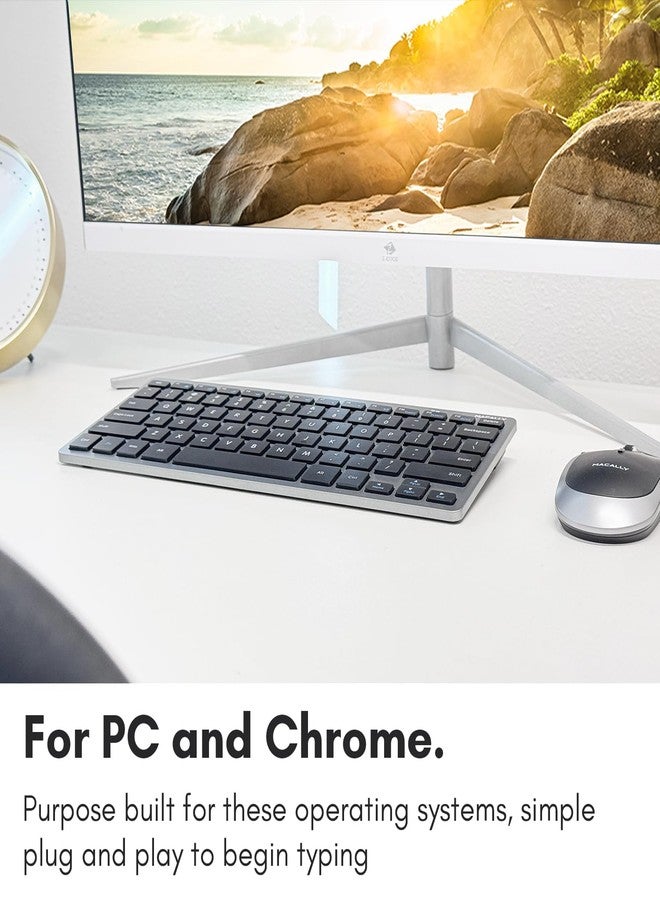 ماكالي لوحة مفاتيح ماكالي اللاسلكية الصغيرة | لوحة مفاتيح صغيرة للكمبيوتر - نحيفة وهادئة وسهلة الحمل لأجهزة الكمبيوتر المحمولة والمكتبية وأجهزة سيرفس وكروم بوك - رمادي فلكي - Image 4