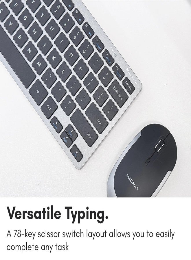 ماكالي لوحة مفاتيح ماكالي اللاسلكية الصغيرة | لوحة مفاتيح صغيرة للكمبيوتر - نحيفة وهادئة وسهلة الحمل لأجهزة الكمبيوتر المحمولة والمكتبية وأجهزة سيرفس وكروم بوك - رمادي فلكي - Image 5