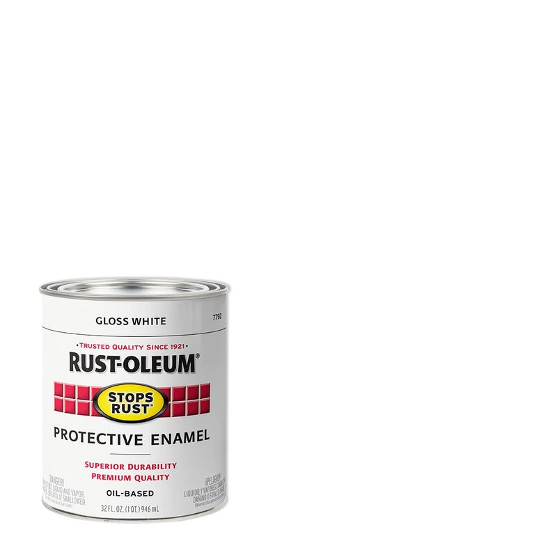 Rust-Oleum 7792502 Stops Rust Brush On Paint, Quart, Gloss White, 1 Quarts (Pack of 1) - Image 2