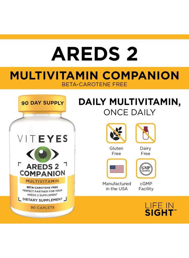 Viteyes Classic AREDS 2 Companion Beta-Carotene Free Multivitamin Supplement, Comprehensive Multivitamin Formula for AREDS 2 Users, 90 Caplets - Image 5