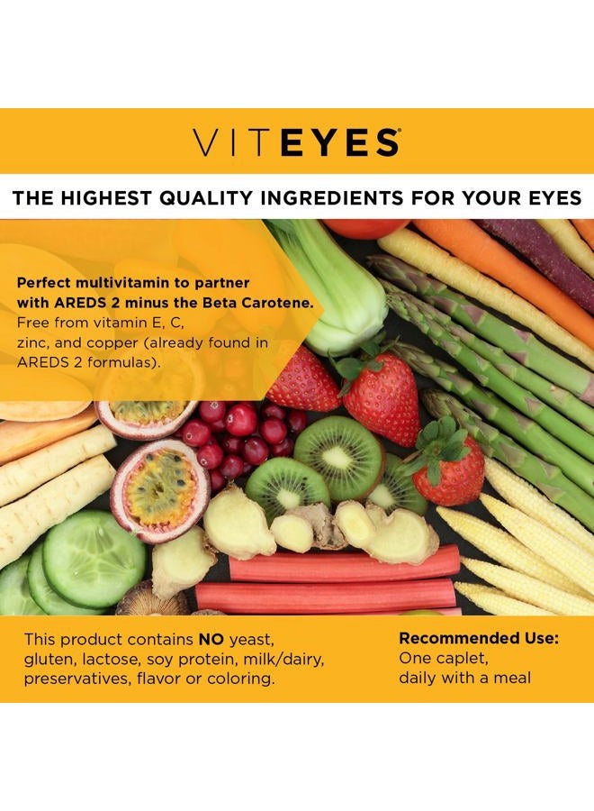 Viteyes Classic AREDS 2 Companion Beta-Carotene Free Multivitamin Supplement, Comprehensive Multivitamin Formula for AREDS 2 Users, 90 Caplets - Image 3