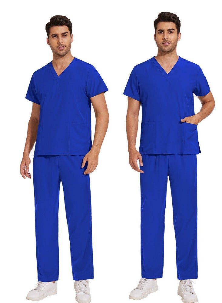 إسكدنيا محايد الطبية الموحدة ماتي تناسب الخامس الرقبة بلوزة بنطلون تمتد الأزرق - Image 2