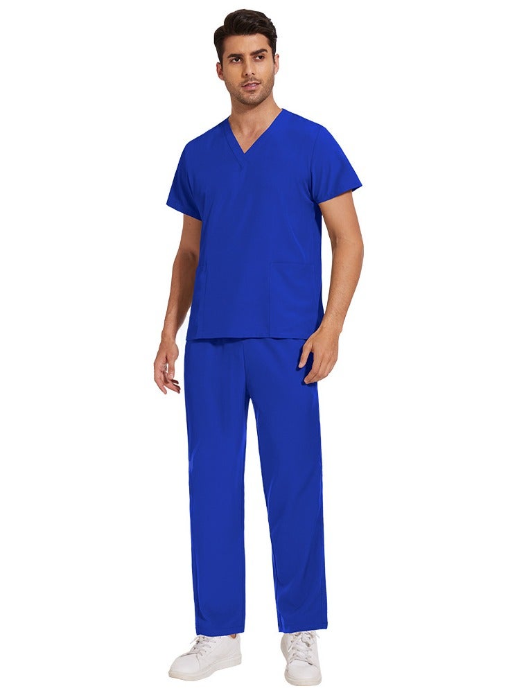 إسكدنيا محايد الطبية الموحدة ماتي تناسب الخامس الرقبة بلوزة بنطلون تمتد الأزرق - Image 1