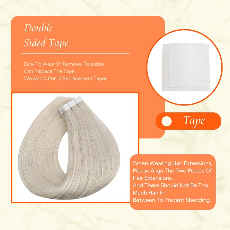 Fshine Full Shine Tape in Hair Extensions 12 Inch Tape in Human Hair Extensions 30g Human Hair Extensions Tape in Color 1000 Blonde Seamless Real Hair Extensions Brazilian Double Sided Tape Ins 20PCS - Image 4