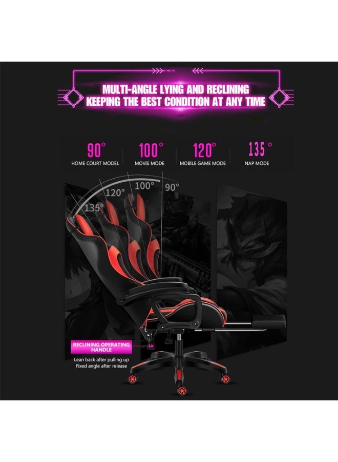 BlueFire Ergonomic Gaming Chair with LED Light Bar, Professional Massage Gaming Chair with Handle Control, 5 Massage Modes, Bluetooth Speakers, Footrest, Reclining Backrest, Adjustable Headrest, High Density Sponge, Heavy Duty Steel Frame Computer Chair for Game Room, Office, Study, Bedroom - Image 2