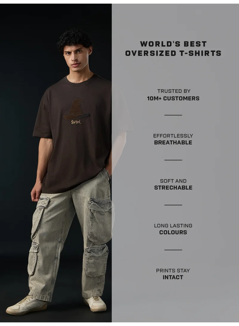 The Souled Store  The Souled Store Men Harry Potter Brown Embellished Oversized T-Shirts for Men | Best Price UAE
